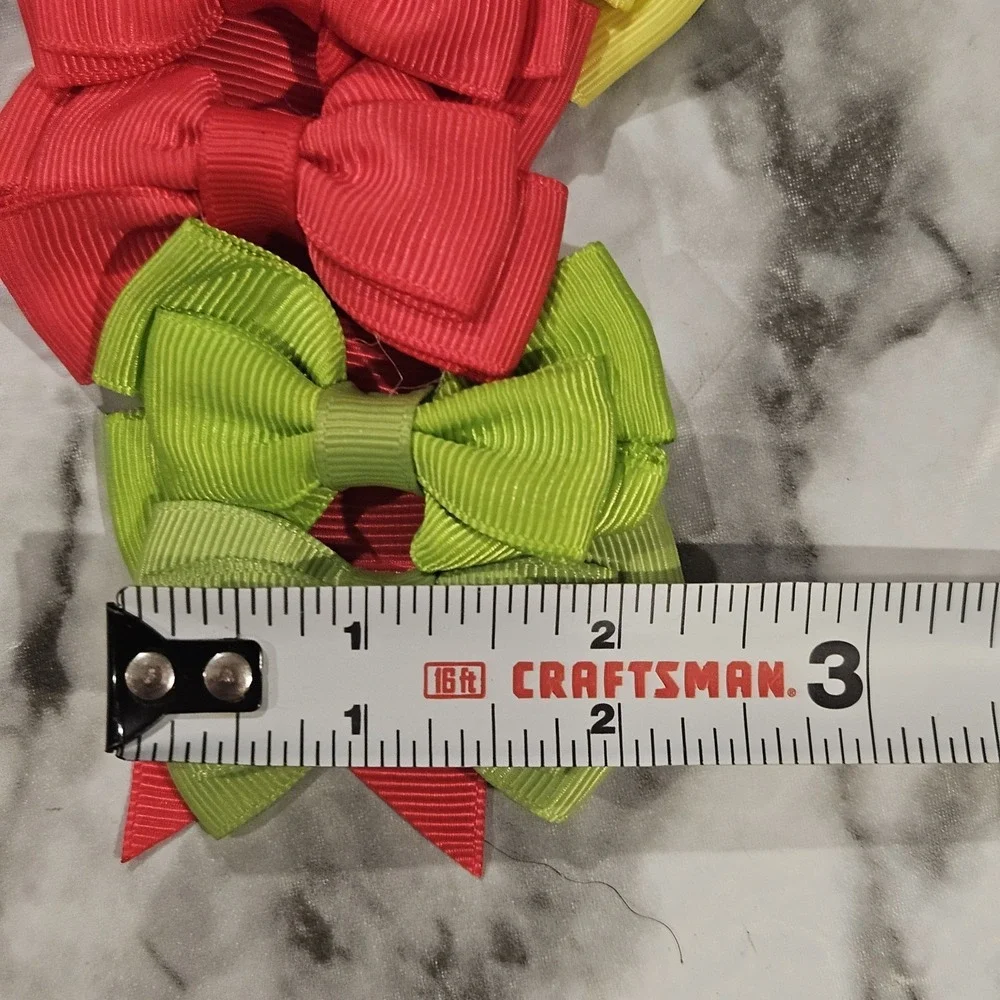 24 Girls Hair Bows Lot Solid Colors Patriotic Alligator Clips Pink Ribbon Hanger